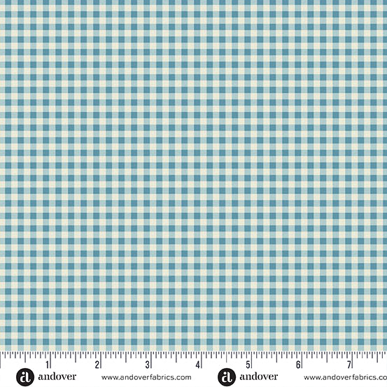 Cozy House Gingham Chambray A1253LB by Judy Jarvi for Andover Fabrics (sold in 25cm increments)