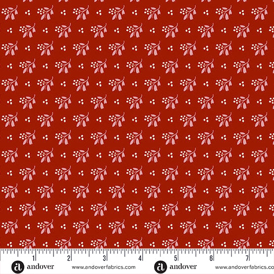 Cozy House Little Cutie Garnet A1256R by Judy Jarvi for Andover Fabrics (sold in 25cm increments)