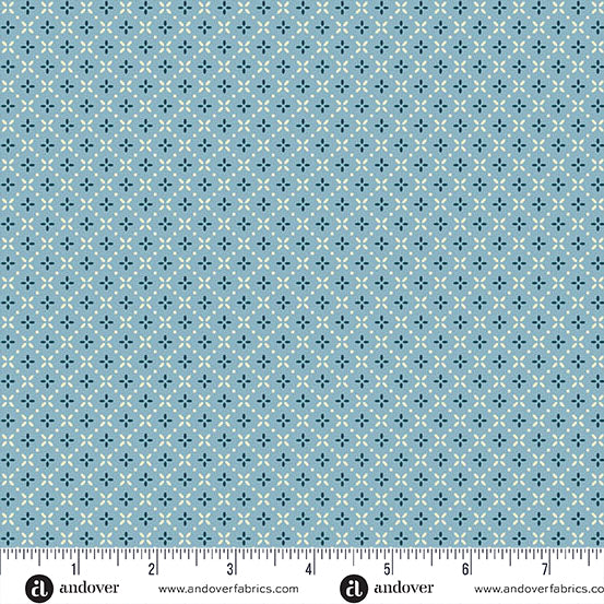 Cozy House Grandmas Stitches Chambray A1258LB by Judy Jarvi for Andover Fabrics (sold in 25cm increments)