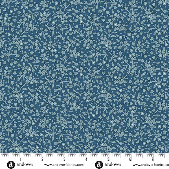 Petite Beehive Cobalt Petals A1317B by Renee Nanneman for Andover Fabrics (Sold in 25cm increments)