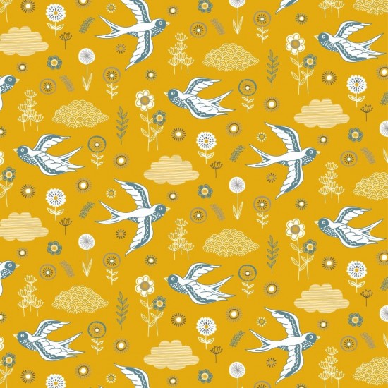 Fields of Gold Swallows 81810101 by Nutex Wholesalers (Sold in 25cm increments)