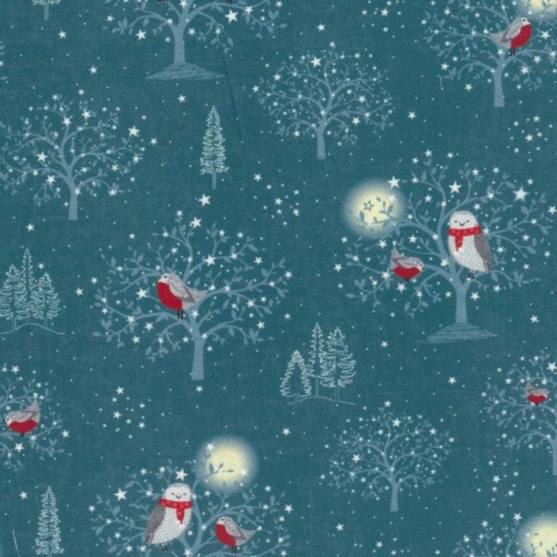 Winter Moonlight Robin 81220-102 by Nutex fabrics (sold in 25cm increments)