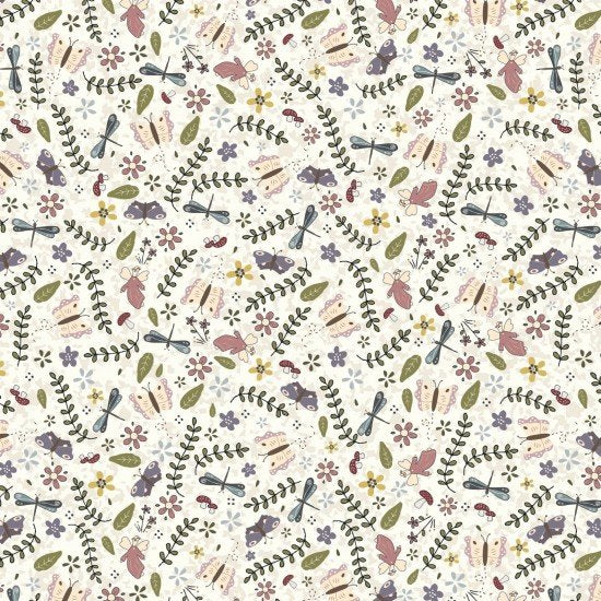Fairy Garden Garden Cream 8200104 by Lynette Anderson for Nutex fabrics (sold in 25cm increments)