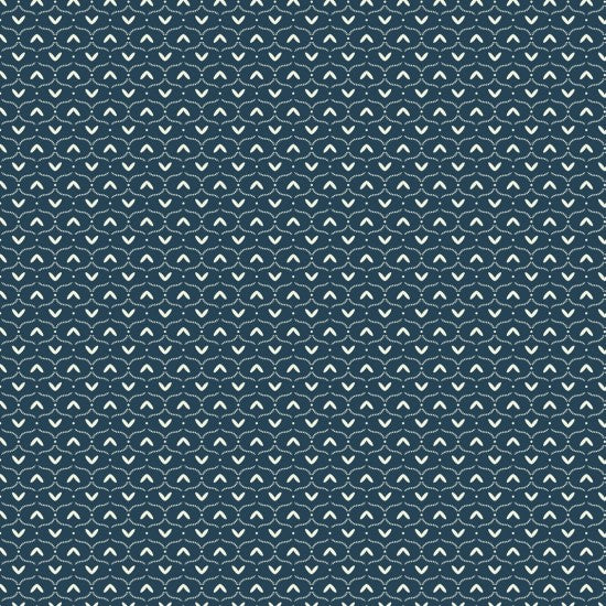 Bluebell Garden Zigzag Navy 8227113 by Mel Armstrong for Nutex Fabrics (sold in 25cm increments)