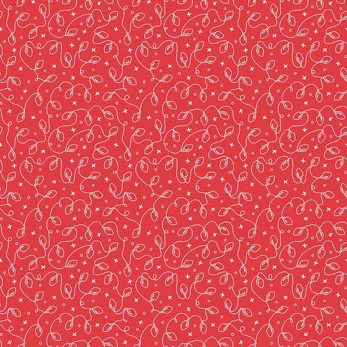 Redwork Christmas Red Christmas Lights by Mandy Shaw for Henry Glass Fabrics (sold in 25cm increments)
