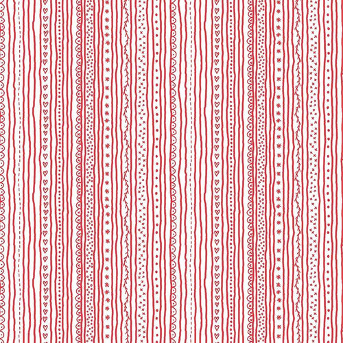 Redwork Christmas Red Cream Stripe by Mandy Shaw for Henry Glass Fabrics (sold in 25cm increments)