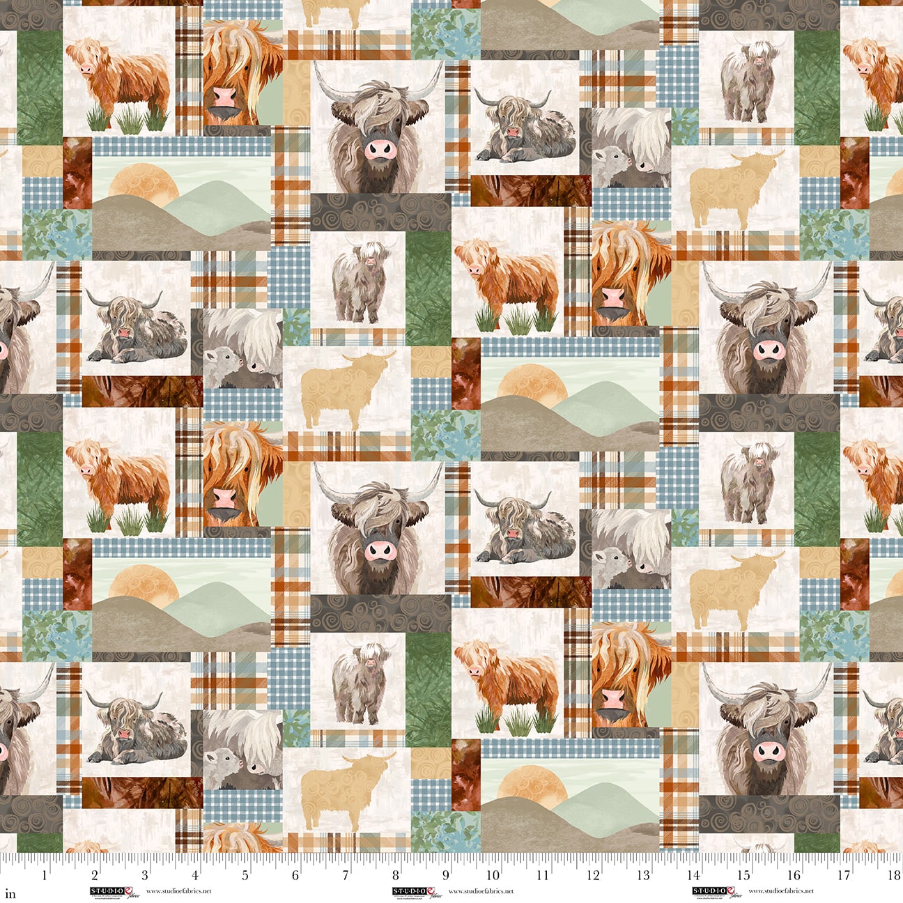 HIghlander 8615-36 Multi by Cat Thurmann for E Studio Fabrics (sold in 25cm increments)