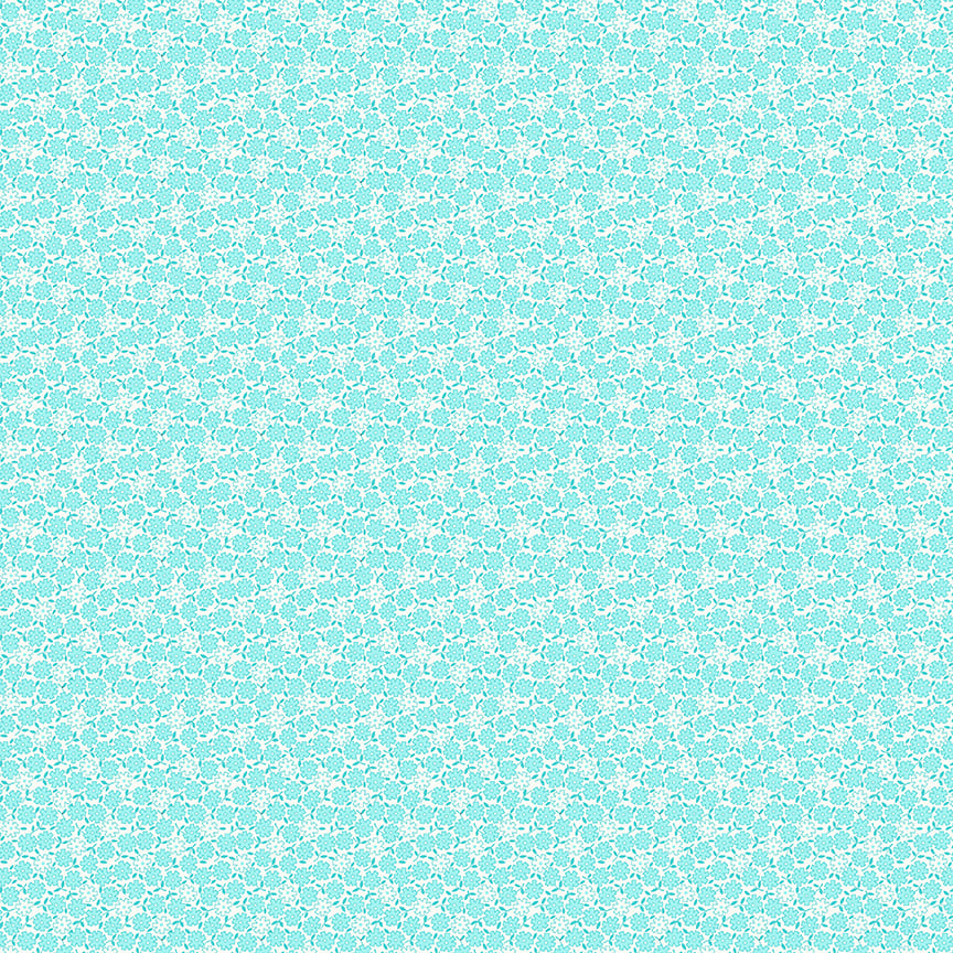 Nana Mae 7 Small Flowers Aqua 898-60 by Henry Glass Fabrics (sold in 25cm increments)