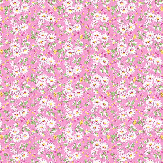 Nana Mae 7 Flower Cluster Pink 900-22 by Henry Glass Fabrics (sold in 25cm increments)