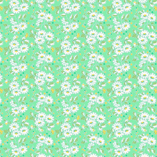Nana Mae 7 Flower Cluster Green 900-66 by Henry Glass Fabrics (sold in 25cm increments)