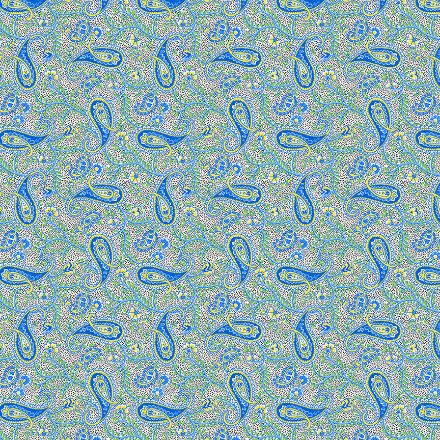 Nana Mae 7 Paisley Blue 903-11 by Henry Glass Fabrics (sold in 25cm increments)