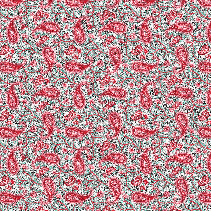 Nana Mae 7 Paisley Red 903-88 by Henry Glass Fabrics (sold in 25cm increments)