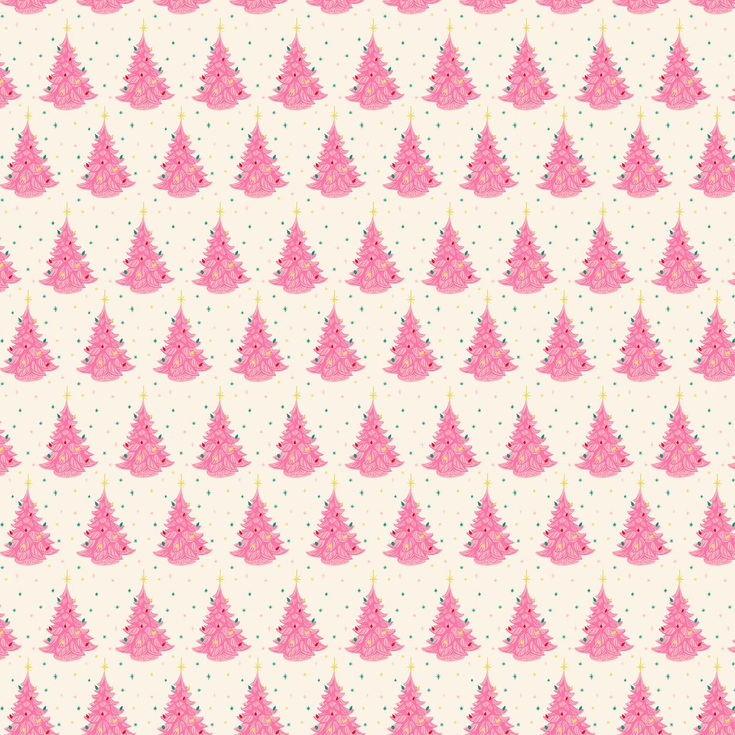 Merry Kitschmas 90666-12 Christmas Trees Cream by Louise Pretzel for Figo Fabrics (sold in 25cm increments)