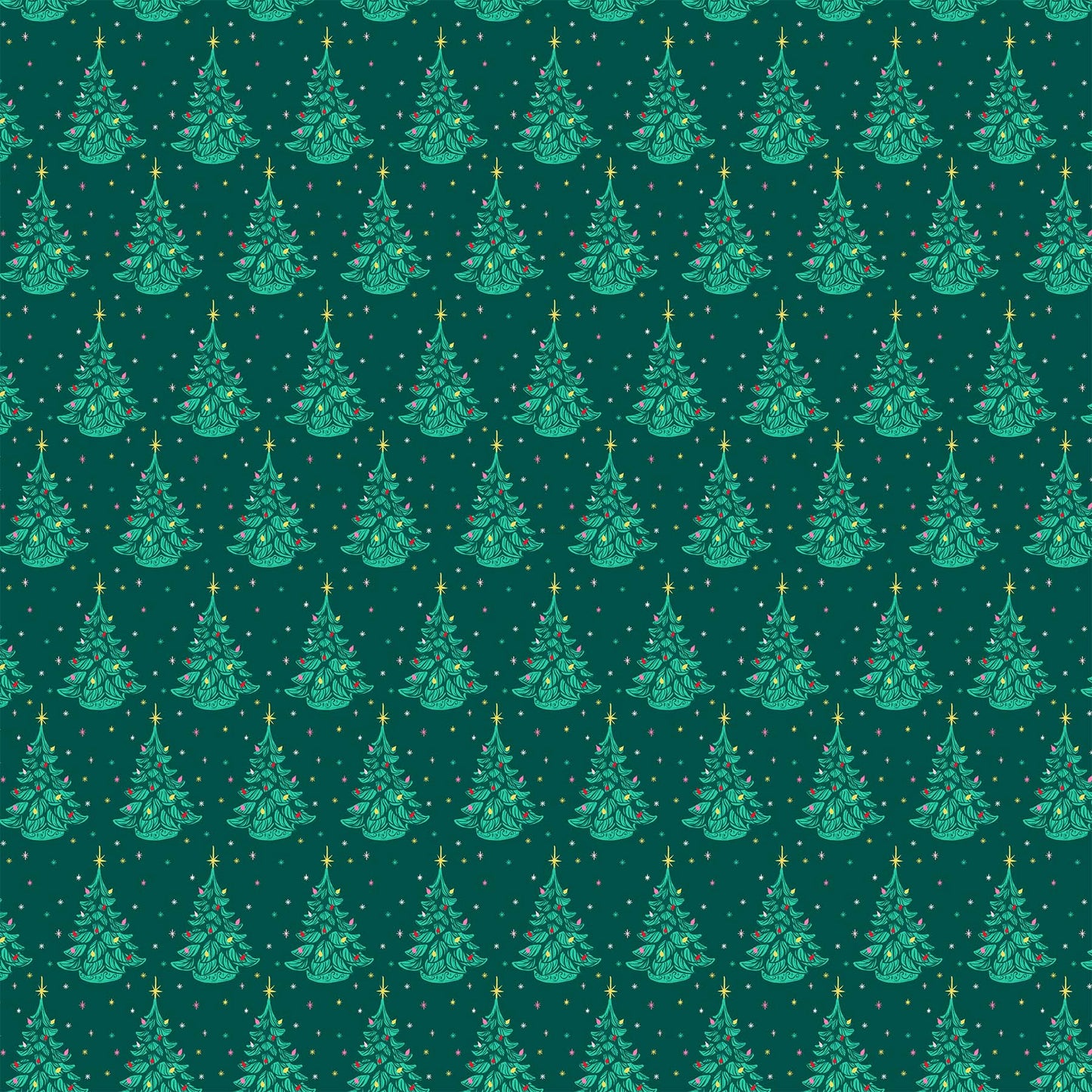Merry Kitschmas 90666-78 Christmas Trees Green by Louise Pretzel for Figo Fabrics (sold in 25cm increments)