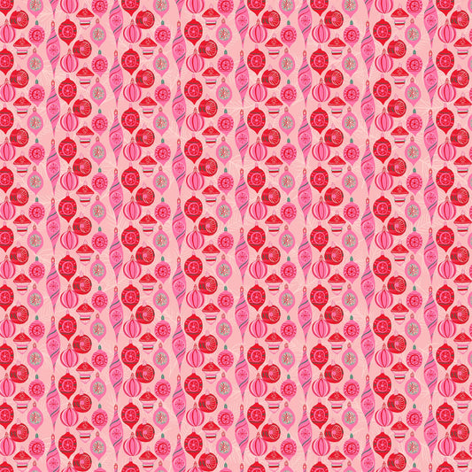Merry Kitschmas 90673-21 Ornaments Pink by Louise Pretzel for Figo Fabrics (sold in 25cm increments)