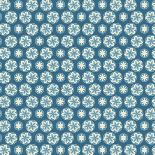 Cocoa Blue Indigo Starfruit A597B by Laundry Basket Quilts for Andover Fabrics (sold in 25cm increments)
