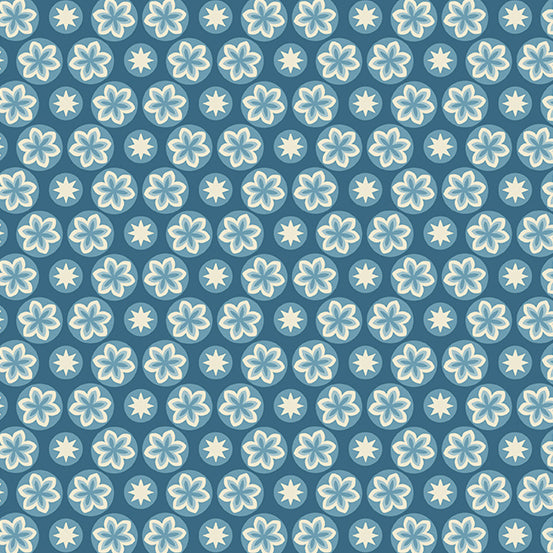 Cocoa Blue Indigo Starfruit A597B by Laundry Basket Quilts for Andover Fabrics (sold in 25cm increments)