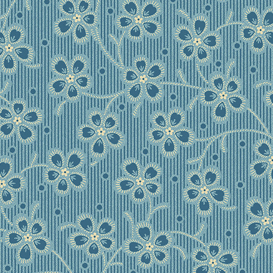 Cocoa Blue Bluebonnet Columbine A606B by Laundry Basket Quilts for Andover Fabrics (sold in 25cm increments)