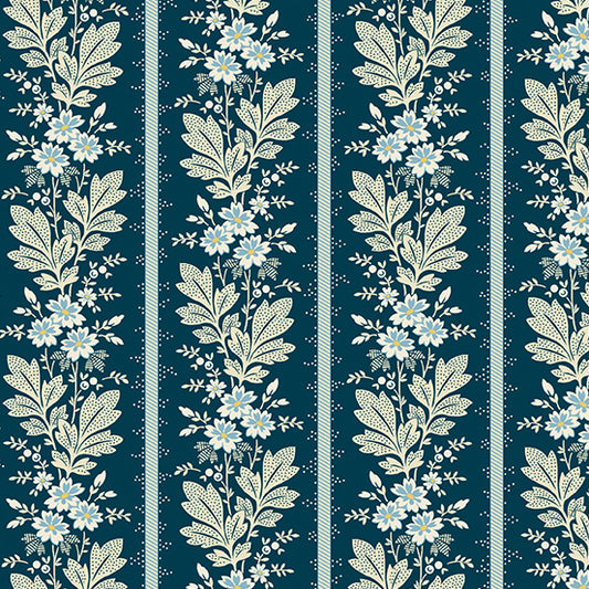 Cocoa Blue Indigo Magnolia A728B by Laundry Basket Quilts for Andover Fabrics (sold in 25cm increments)