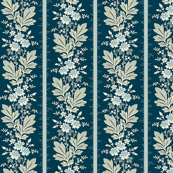 Cocoa Blue Indigo Magnolia A728B by Laundry Basket Quilts for Andover Fabrics (sold in 25cm increments)