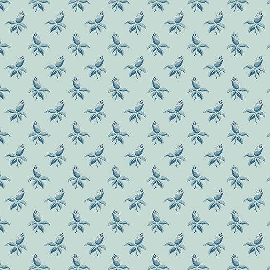 Cocoa Blue Pacific Rosehip A734B by Laundry Basket Quilts for Andover Fabrics (sold in 25cm increments)