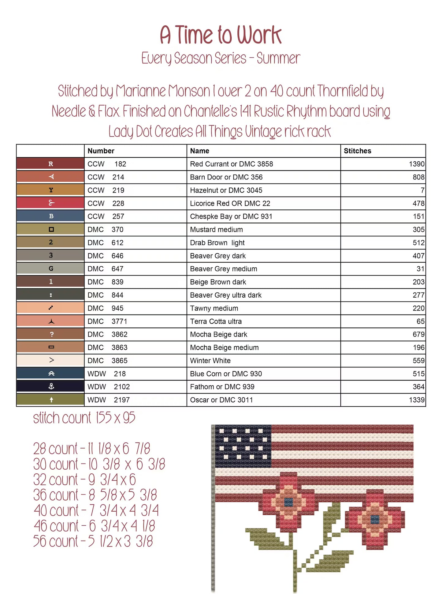 Every Season - A Time to Work Cross stitch pattern by Teresa Kogut