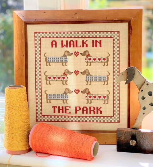 A Walk in the Park Cross Stitch Kit Historical Sampler Company