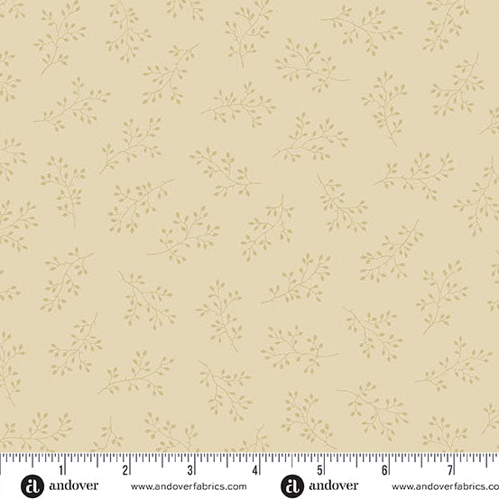 Snow Flurry Olive Branch Cream A10308N by Laundry Basket Quilts for Andover Fabrics (sold in 25cm increments)