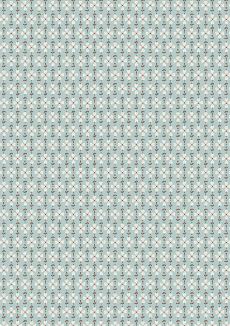 Cosy Home Flower Chains Duck Egg Blue A941A by Lewis and Irene (sold in 25cm increments)