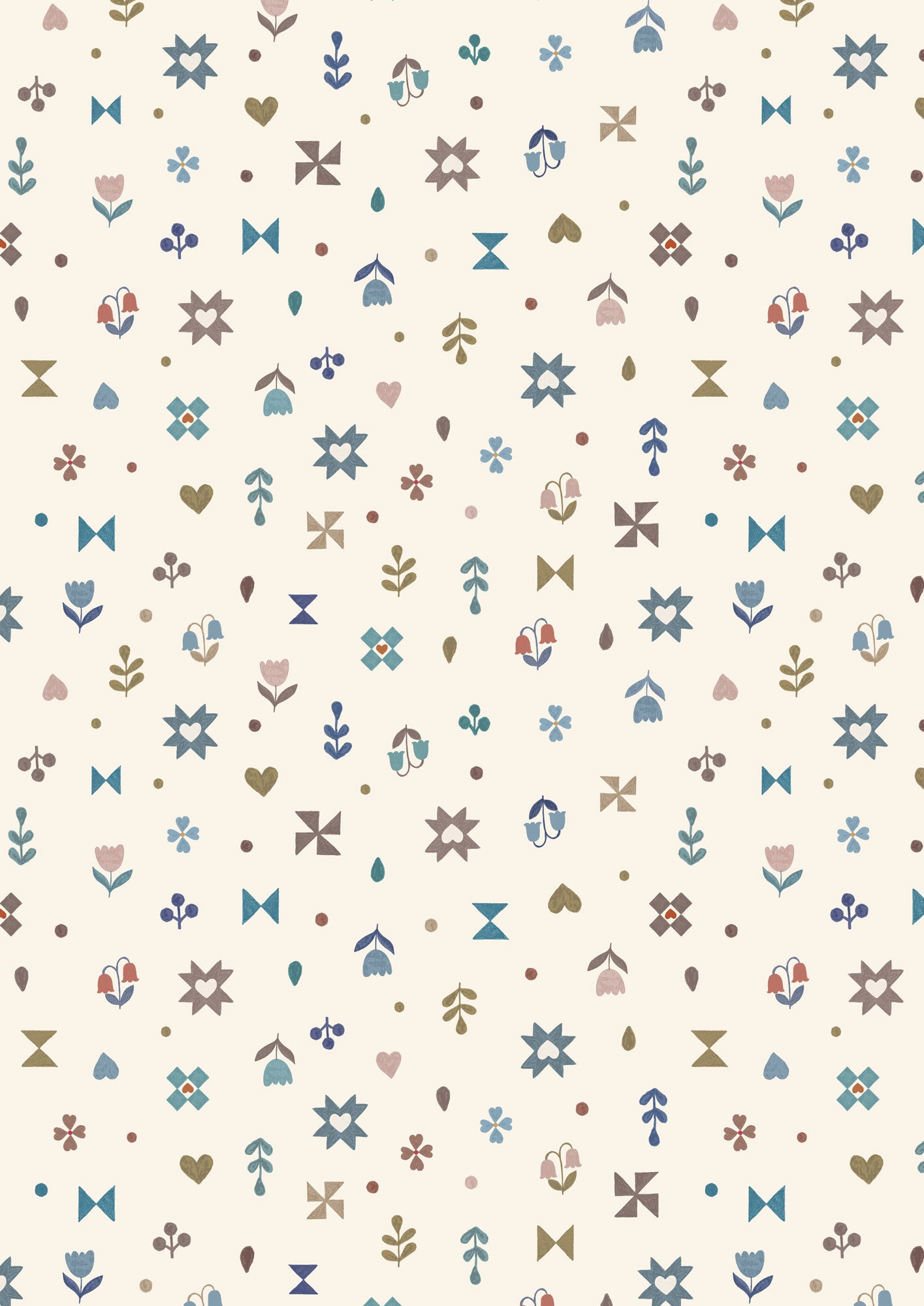 Cosy Home Hearts and Flowers Cream A943A by Lewis and Irene (sold in 25cm increments)