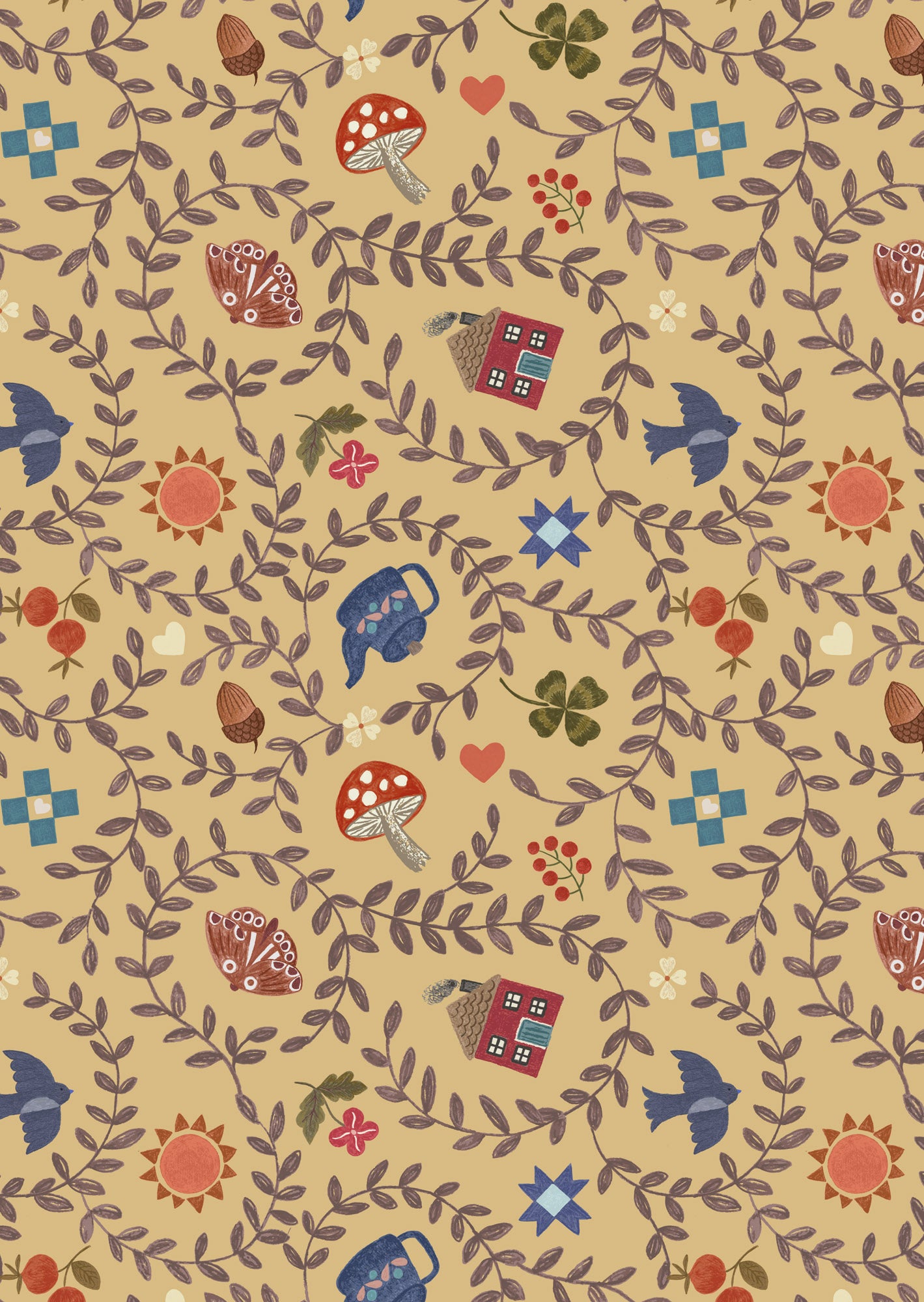 Cosy Home Cosy Home Soft Mustard A945B by Lewis and Irene (sold in 25cm increments)