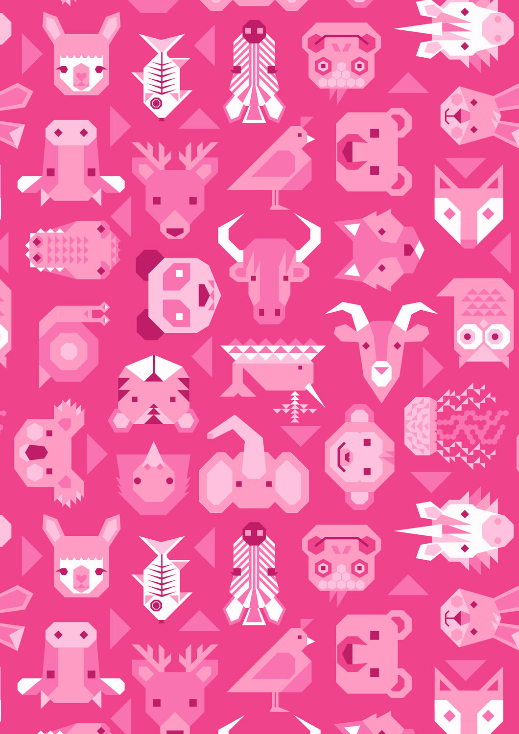 Animal Alphabet Animals Bright Pink A970A by Lewis and Irene (sold in 25cm increments)