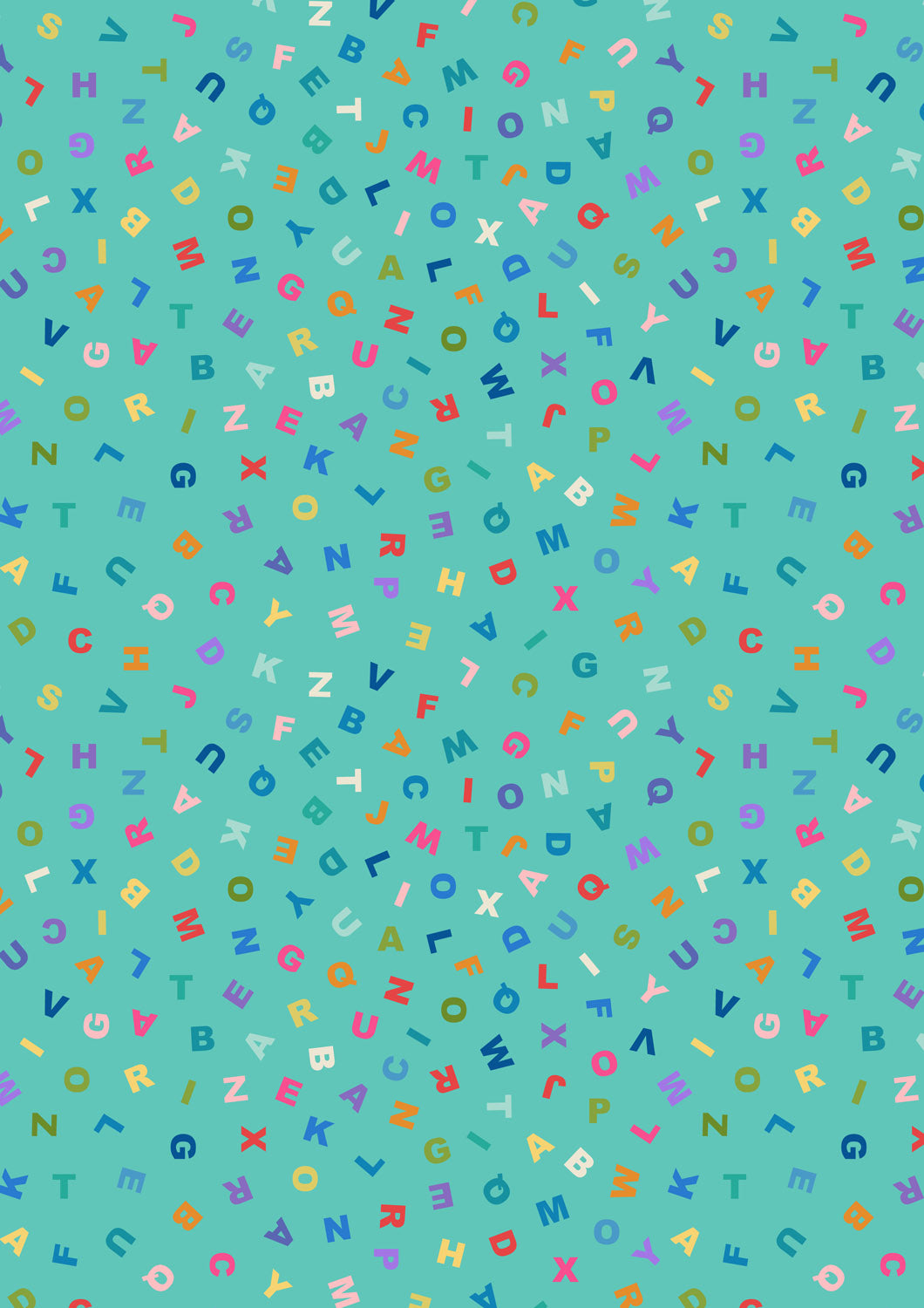 Animal Alphabet Letters on Turquoise A972B by Lewis and Irene (sold in 25cm increments)