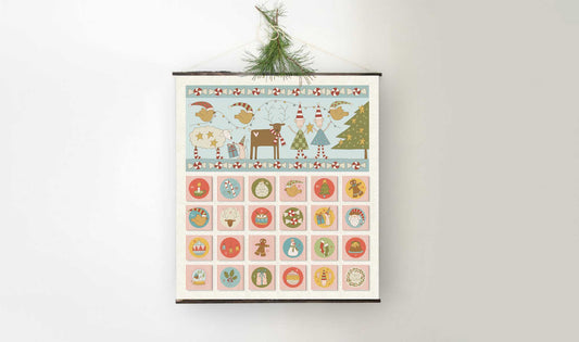 Count Down to Christmas DV5971 Advent Calendar Linen Panel by Natalie Bird for Devonstone