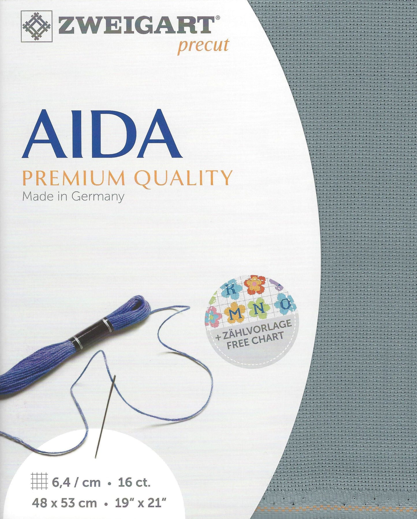 Zweigart AIDA 16Ct Misty Blue Pre-cut