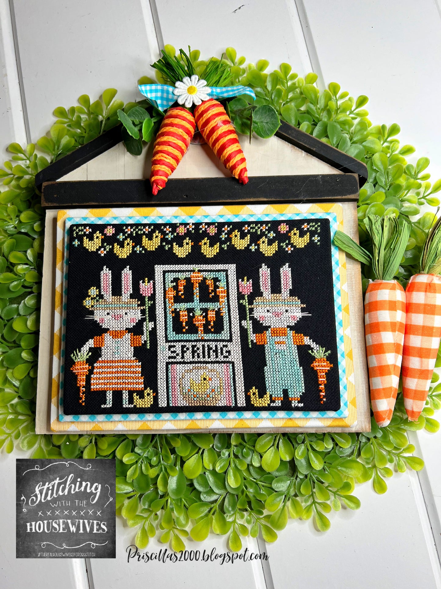 Spring Bunnies Cross Stitch Pattern Stitching with the Housewives