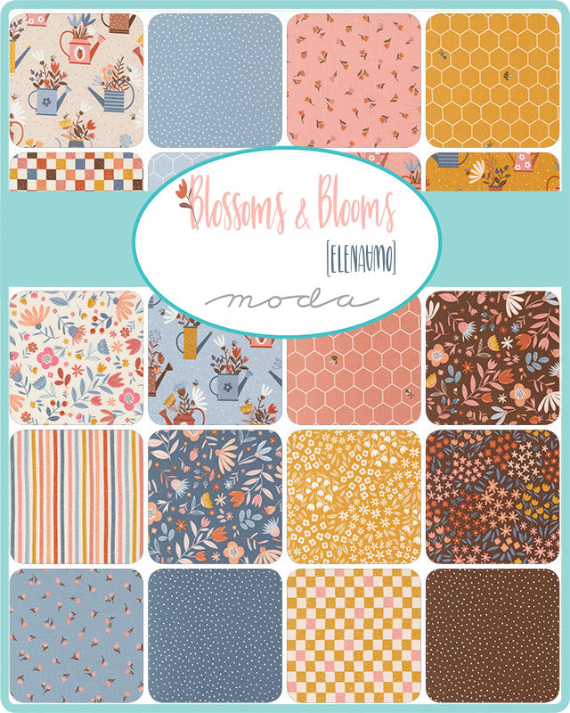 Blossoms and Blooms Checkerboard Pearl M3905311 by Elena Amo for Moda Fabrics (sold in 25cm increments)