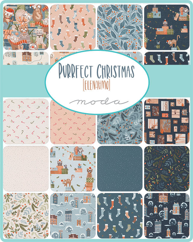 Purrfect Christmas Fat Quarter Bundle by Elena Amo for Moda fabrics
