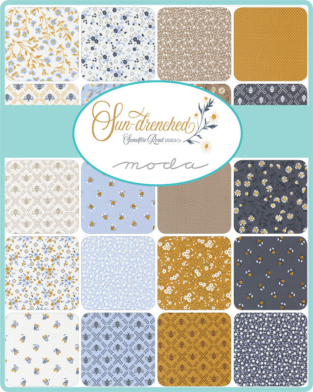 Sun Drenched Ticking Cloud Indigo M4320625 by Sweetfire Road for Moda fabrics (sold in 25cm increments)