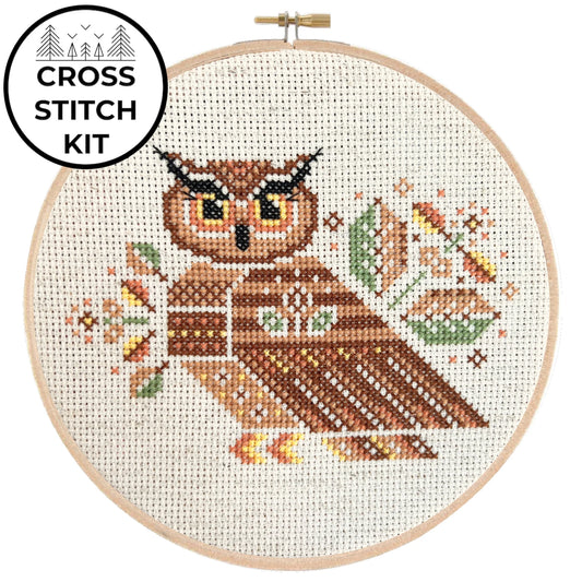 Autumn Owl Cross Stitch Kit by Pigeon Coop Designs