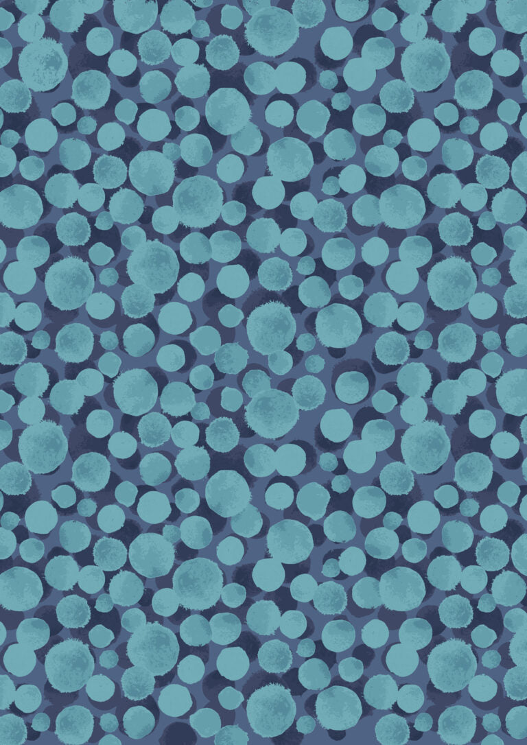 Seasonal Bumbleberries AW25 Multi Blue BBS9 by Lewis and Irene (sold in 25cm increments)