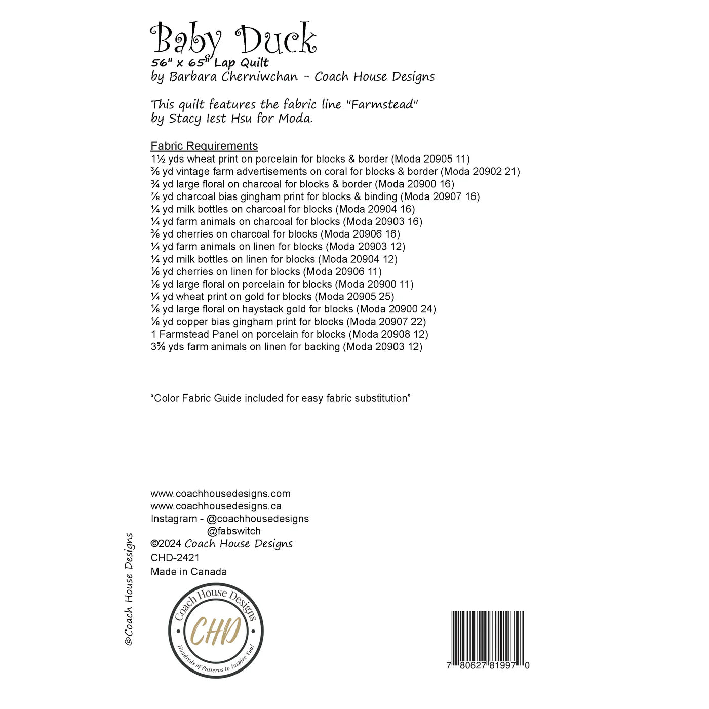 Baby Duck Quilt Pattern by Coach House Designs