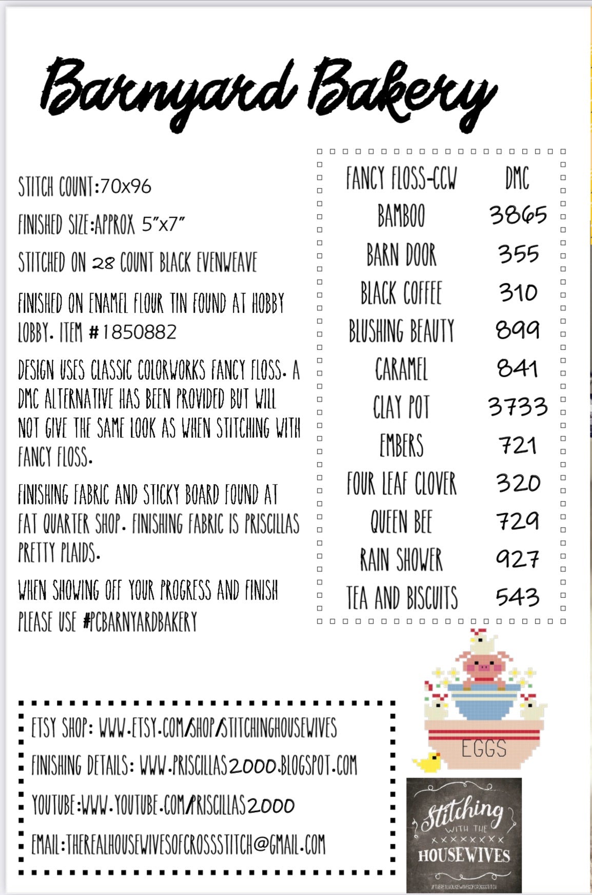 Barnyard Bakery Cross Stitch Pattern Stitching with the Housewives