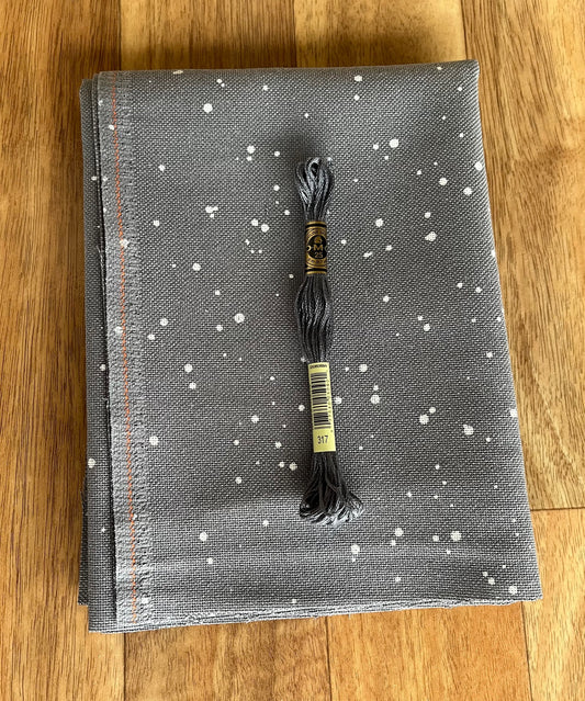 Basalt/White Splash Lugana 25 count Fat Quarter by Zweigart