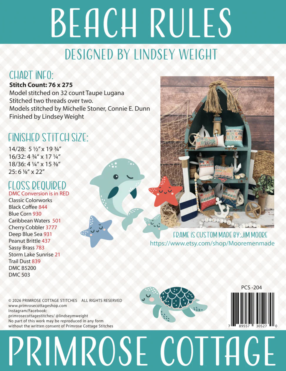 Beach Rules Cross Stitch Pattern by Lindsey Weight of Primrose Cottage