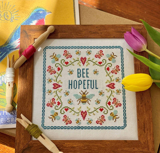 Bee Hopeful Mini Cross Stitch Kit Historical Sampler Company
