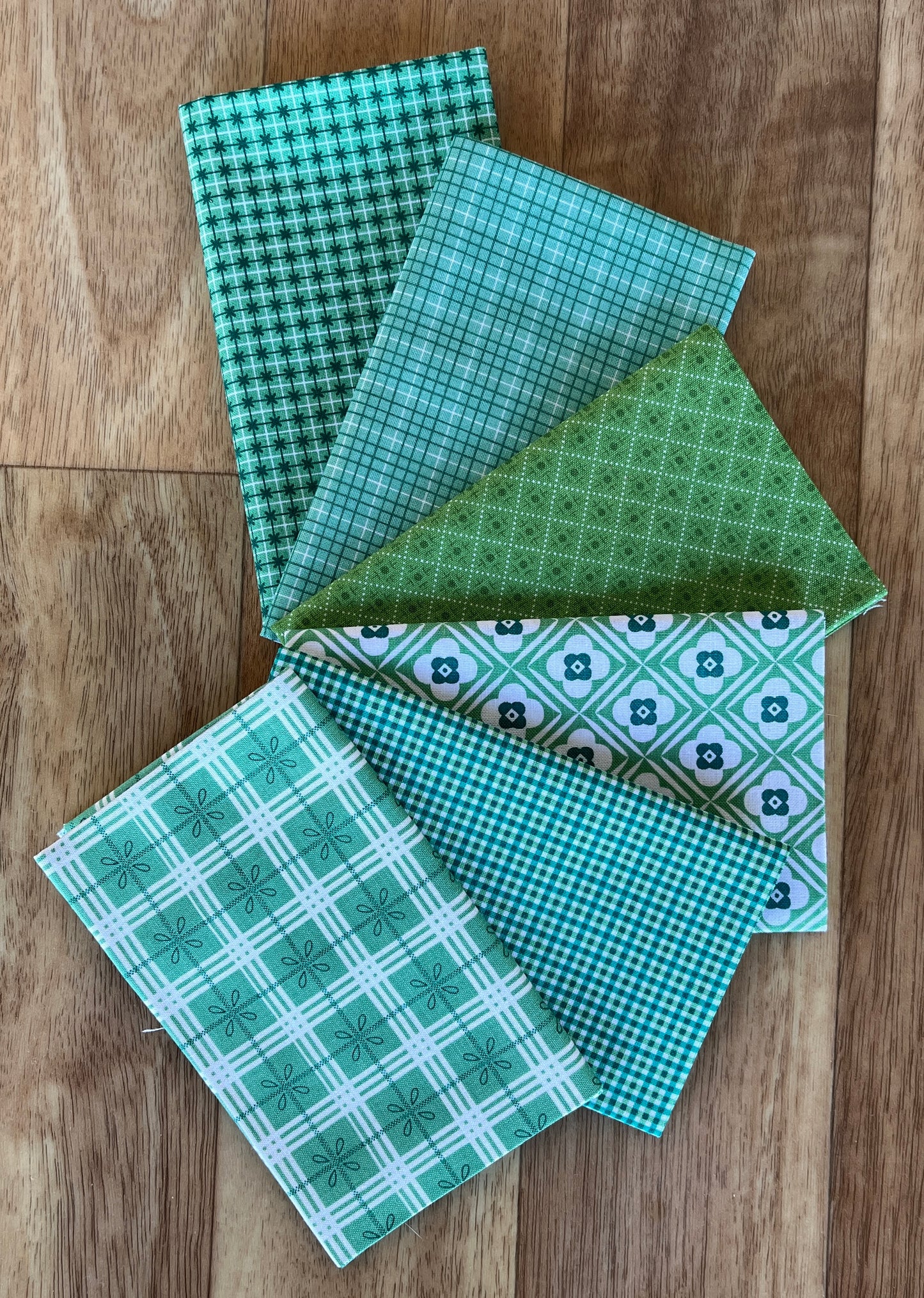 Bee Plaids - Greens Fat Eighth Bundle by Lori Holt for Riley Blake