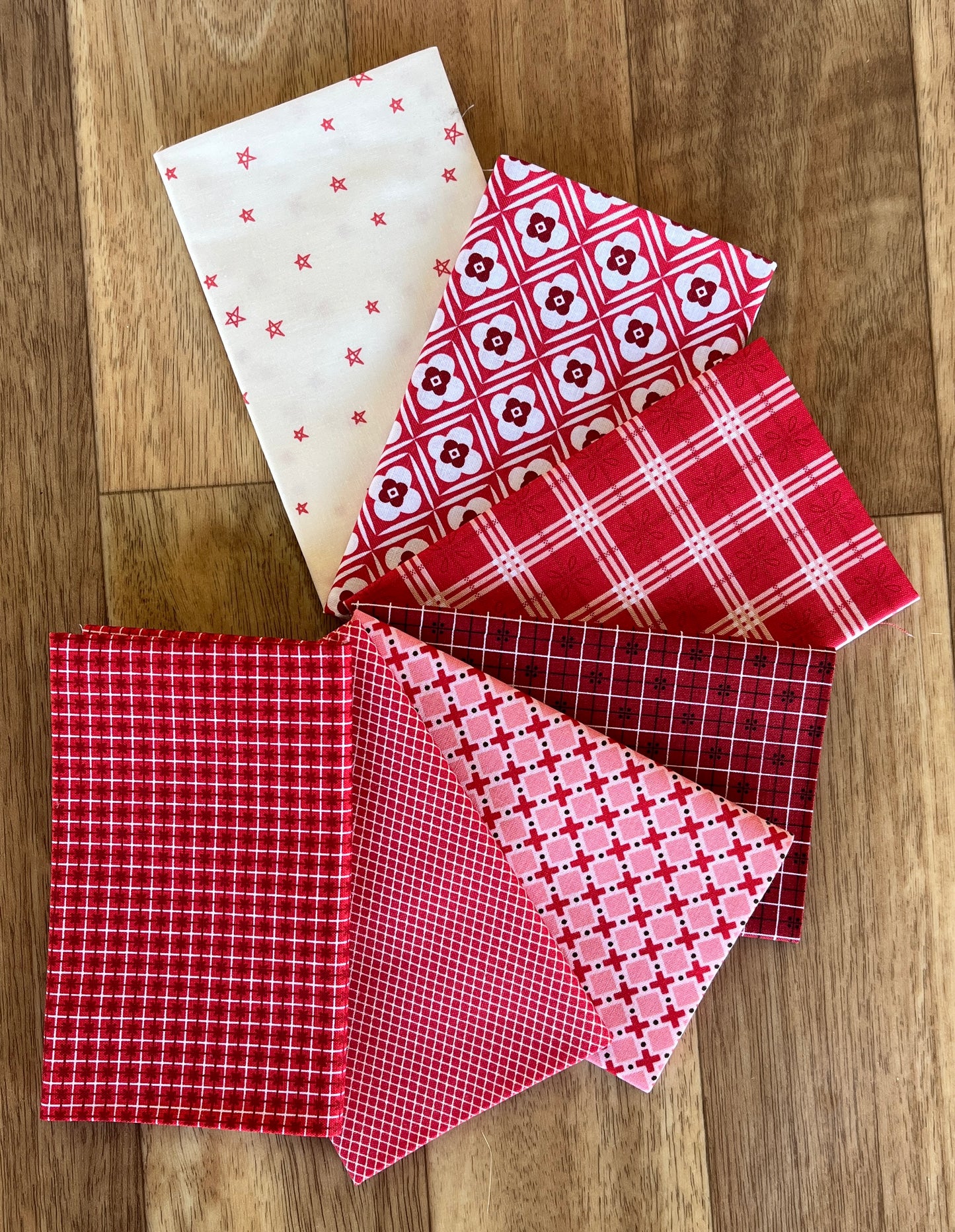 Bee Plaids Reds Fat Eighth Bundle by Lori Holt for Riley Blake