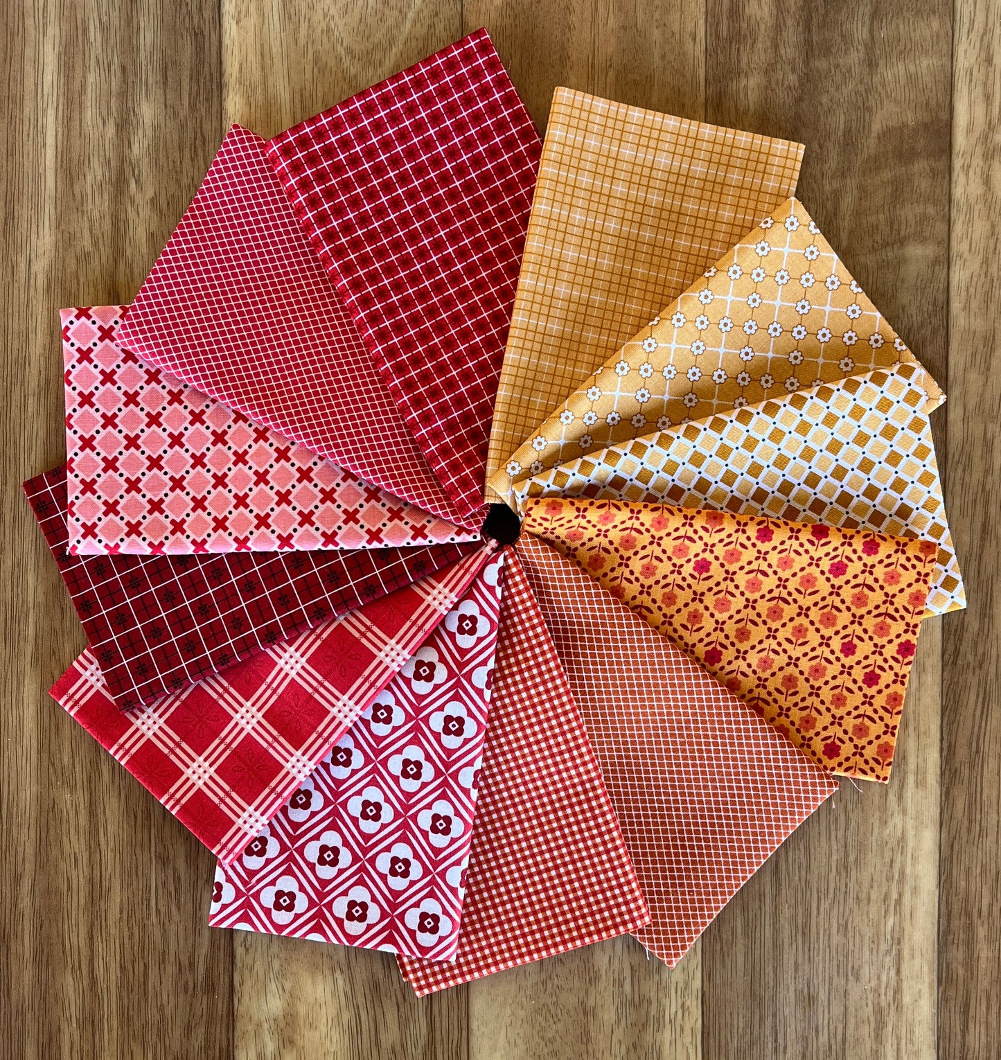 Bee Plaids Warm Colours Fat Eighth Bundle Lori Holt for Riley Blake Designs