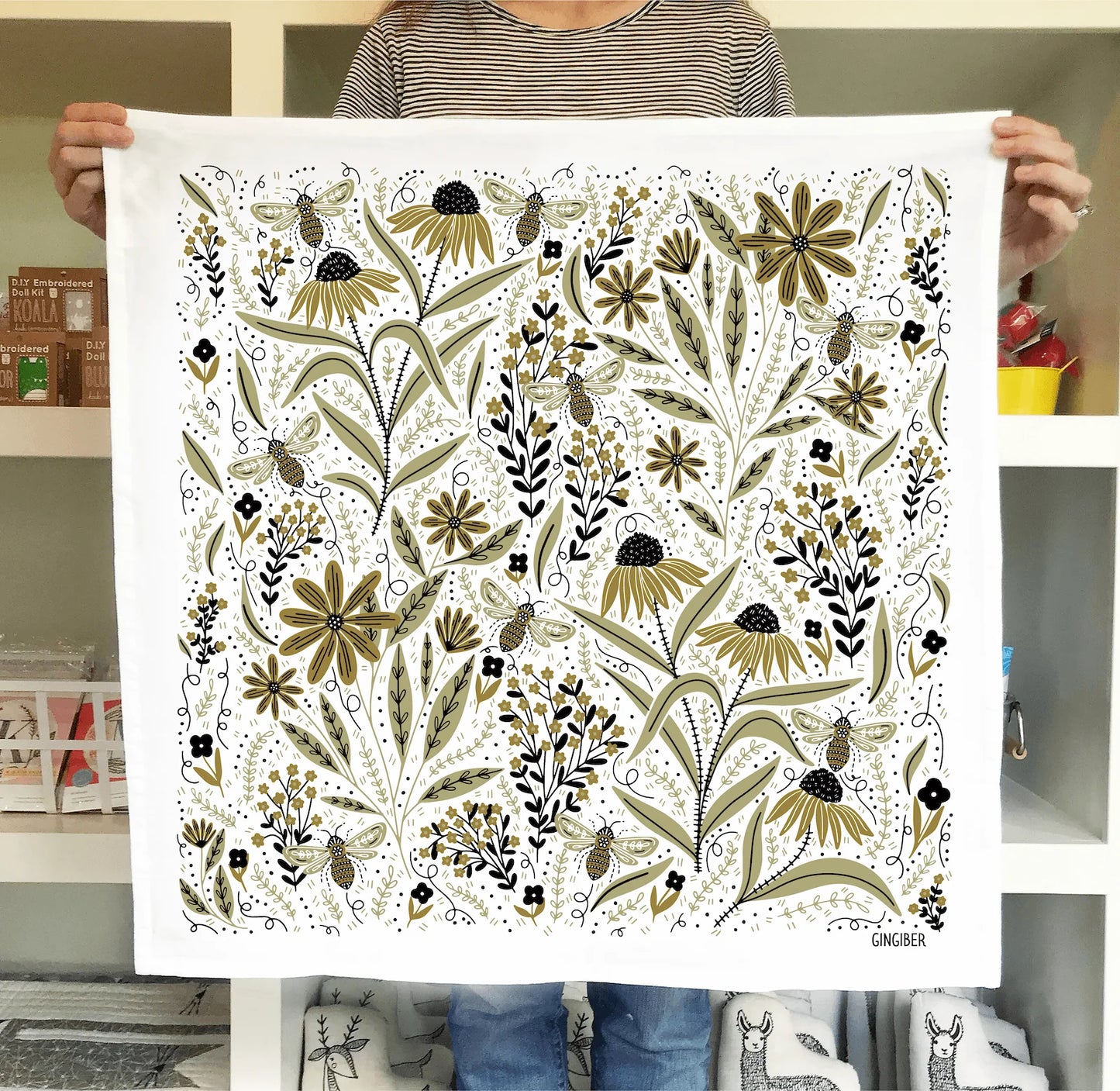 Gingiber Bee Garden Tea Towel